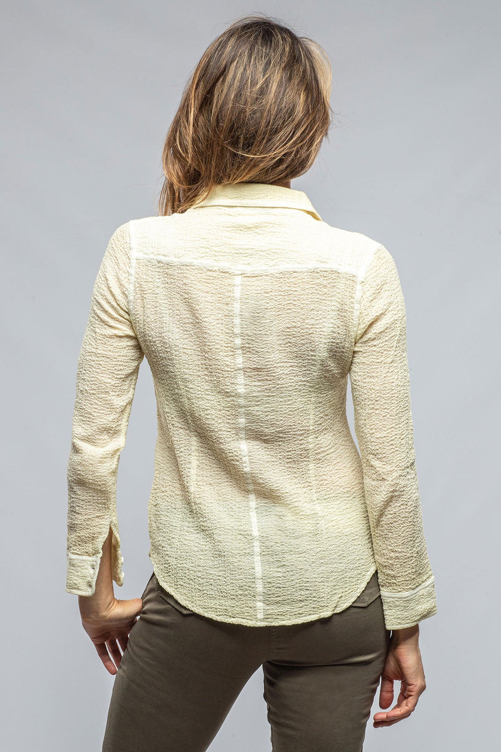 Jules Crepe Cotton Button Down In Yellow