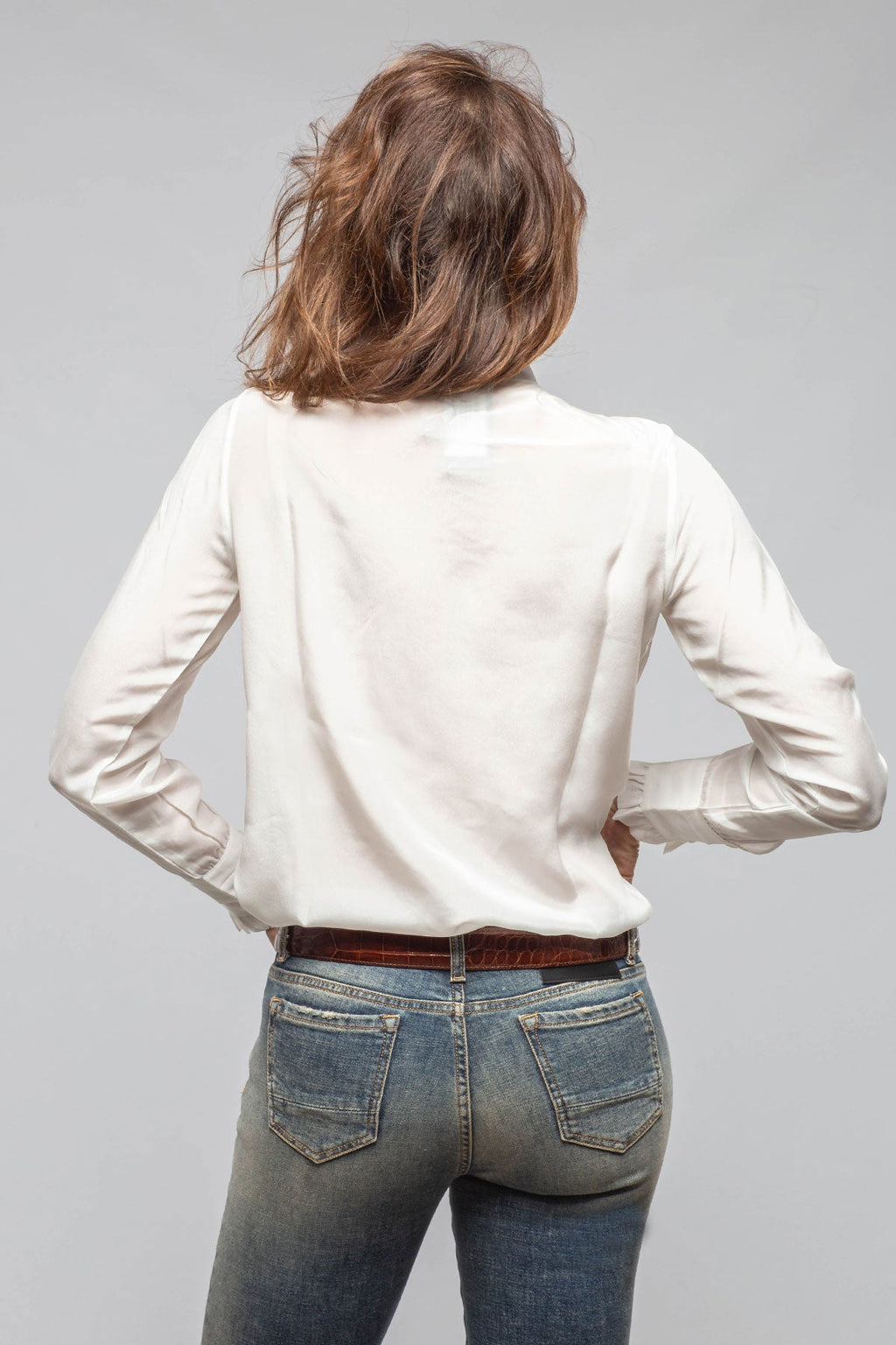 Pascal Silk Ruffle Tie Neck Blouse In White