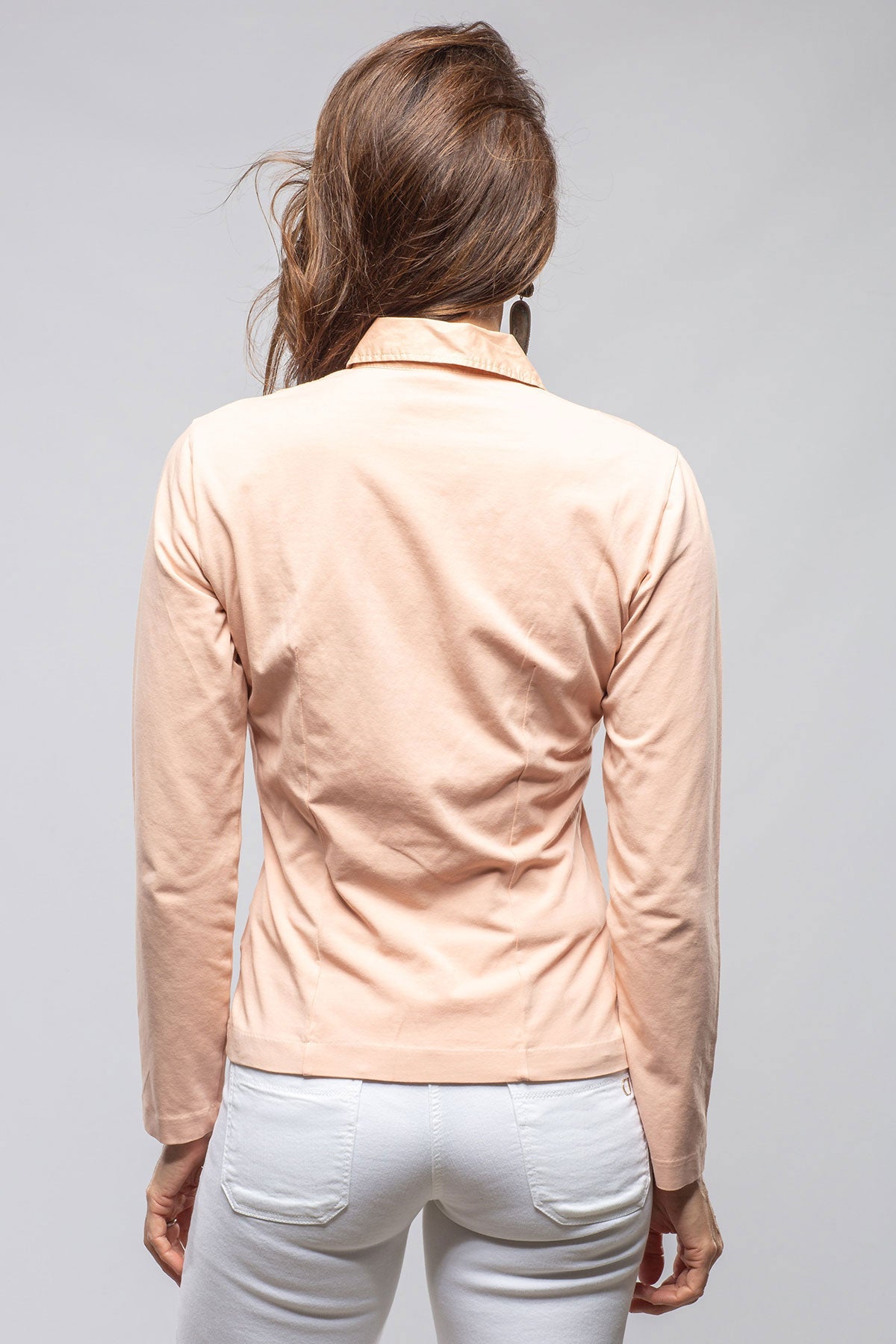 Pennelope Ruffle Front Shirt In Blush