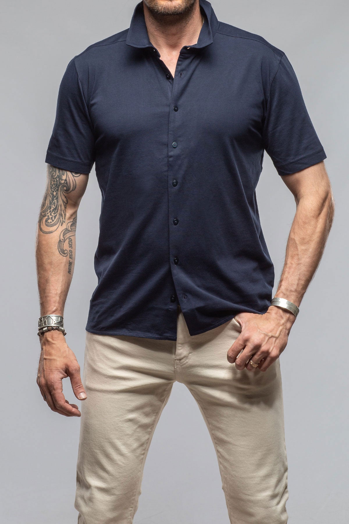 Catalina Button Up Polo In Navy