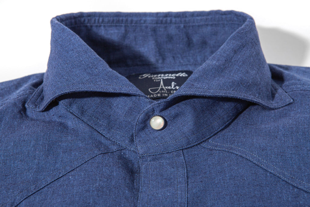 Blanton Linen Cotton Solid Shirt In Navy