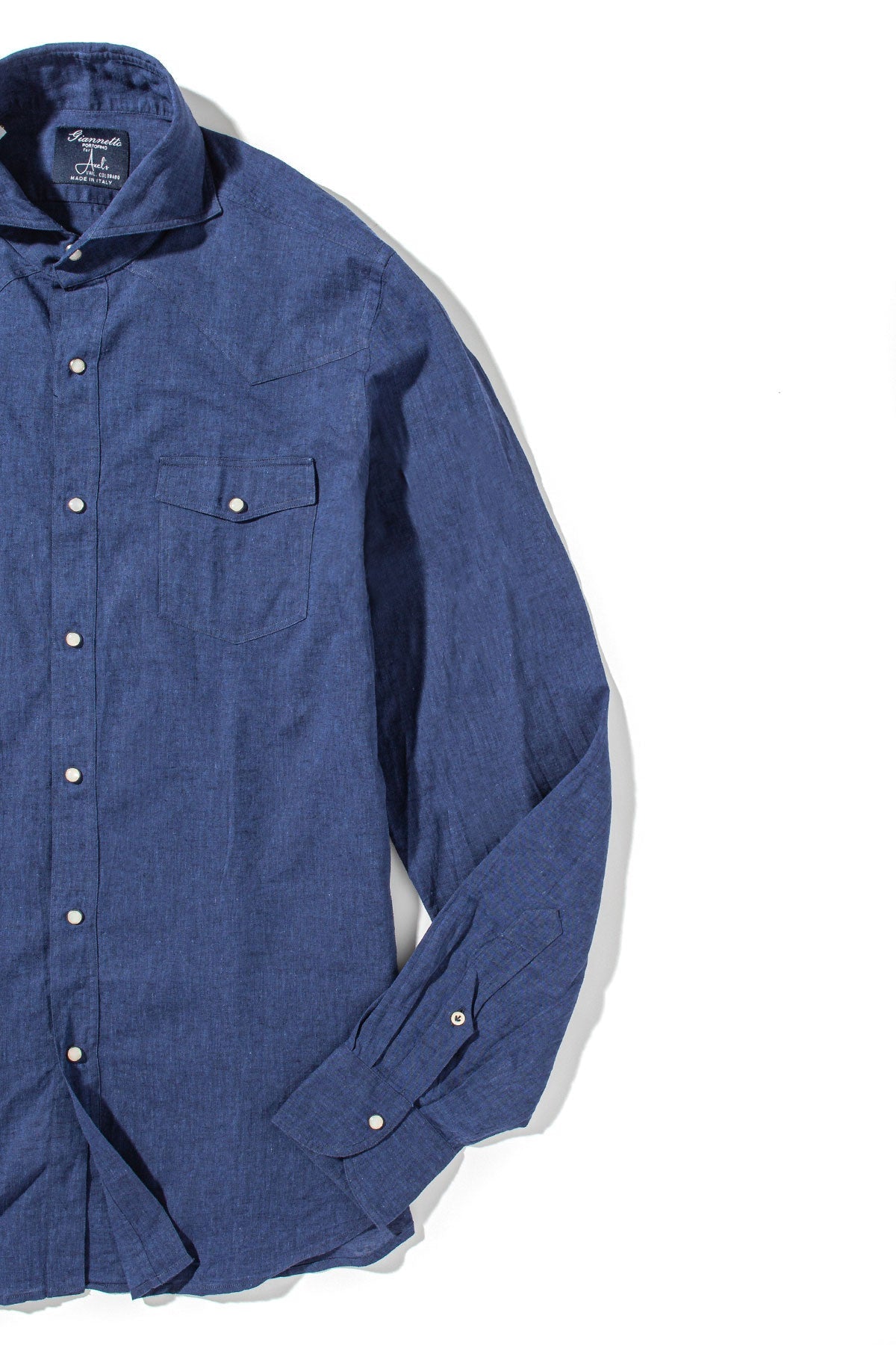 Blanton Linen Cotton Solid Shirt In Navy