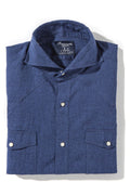 Blanton Linen Cotton Solid Shirt In Navy