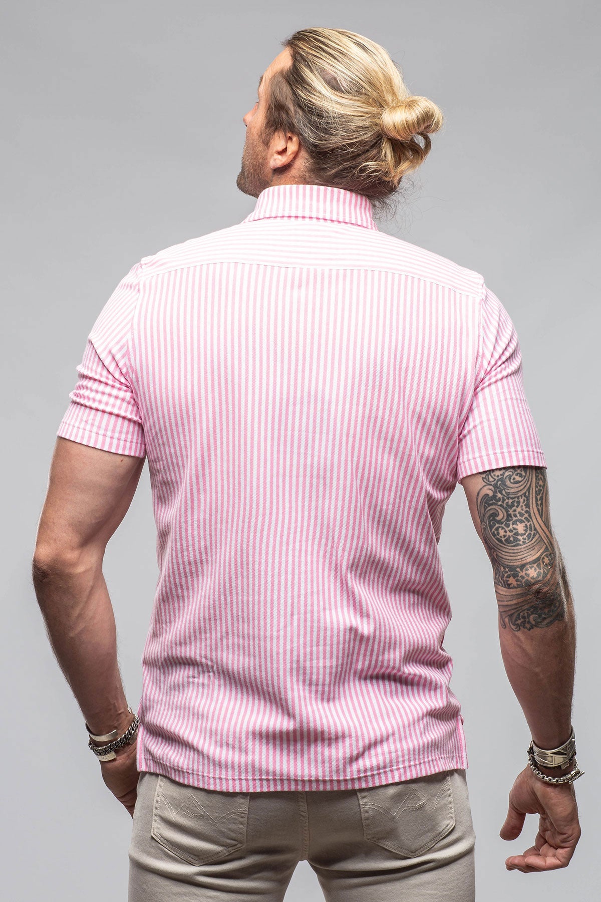 Bookers Pique Polo In Pink Stripe