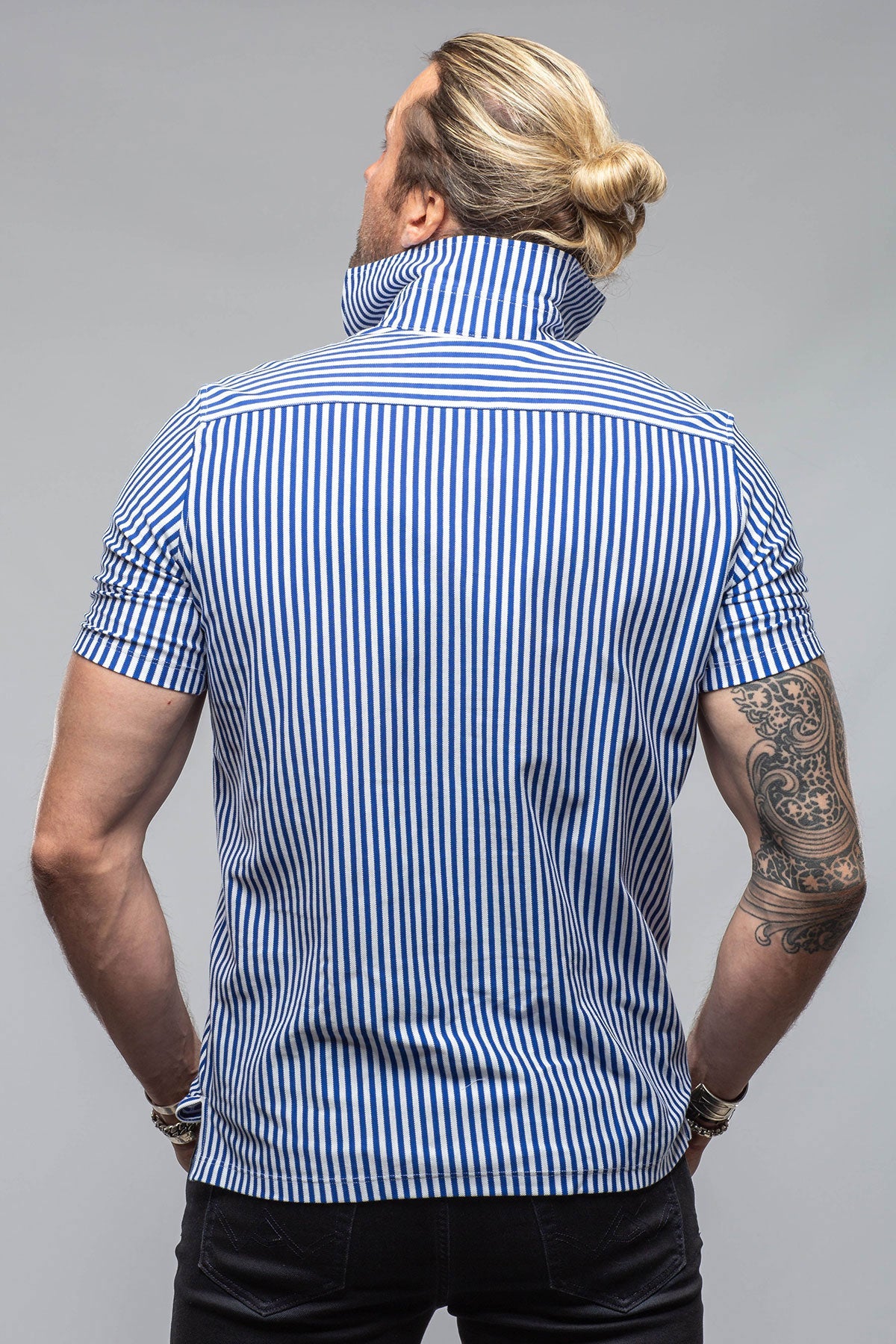 Bookers Pique Polo In Royal Blue Stripe