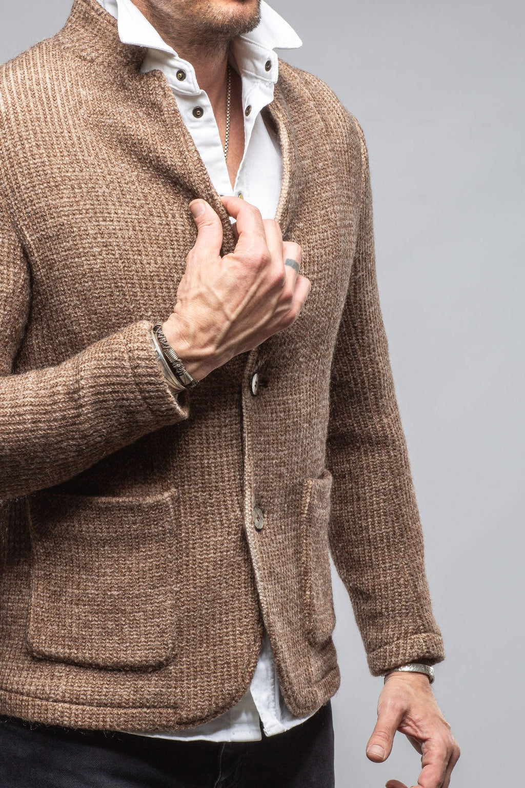 Cardigan Shirt Jacket In Washed Brown