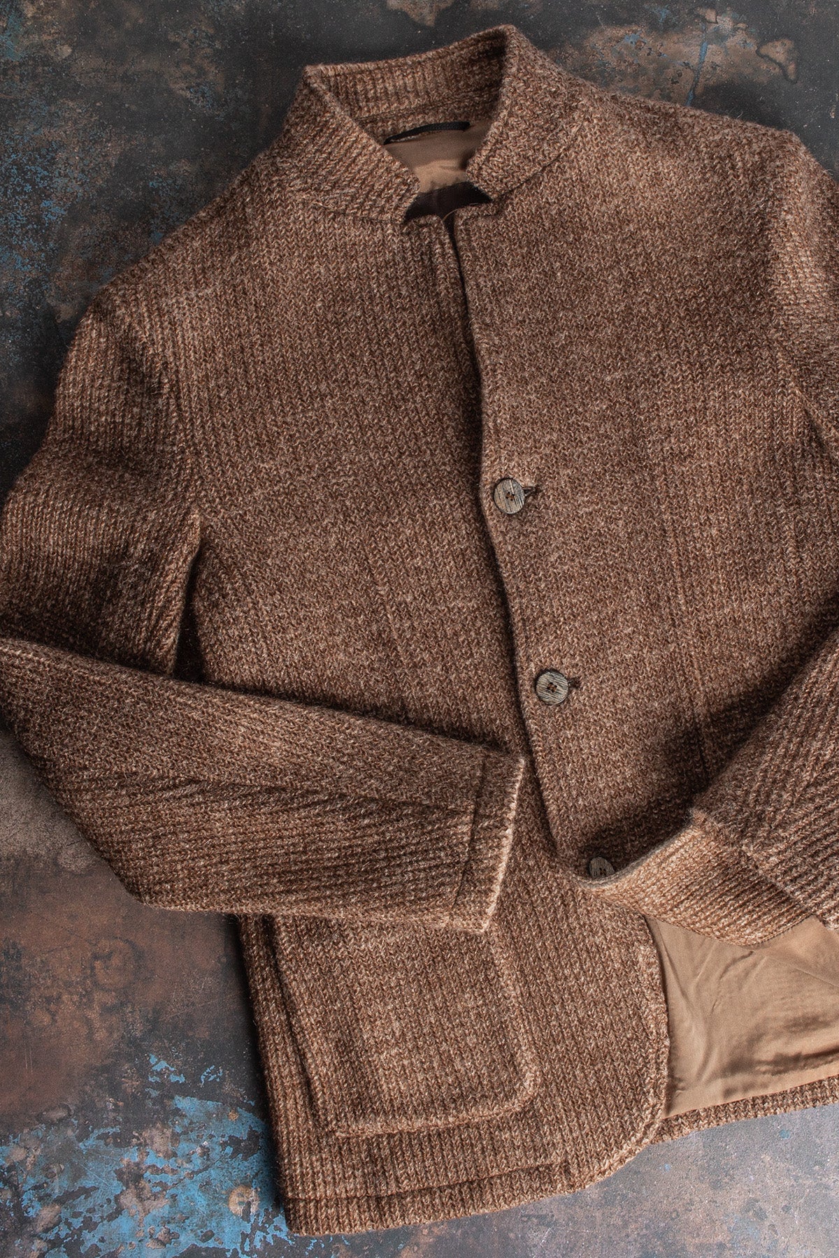 Cardigan Shirt Jacket In Washed Brown