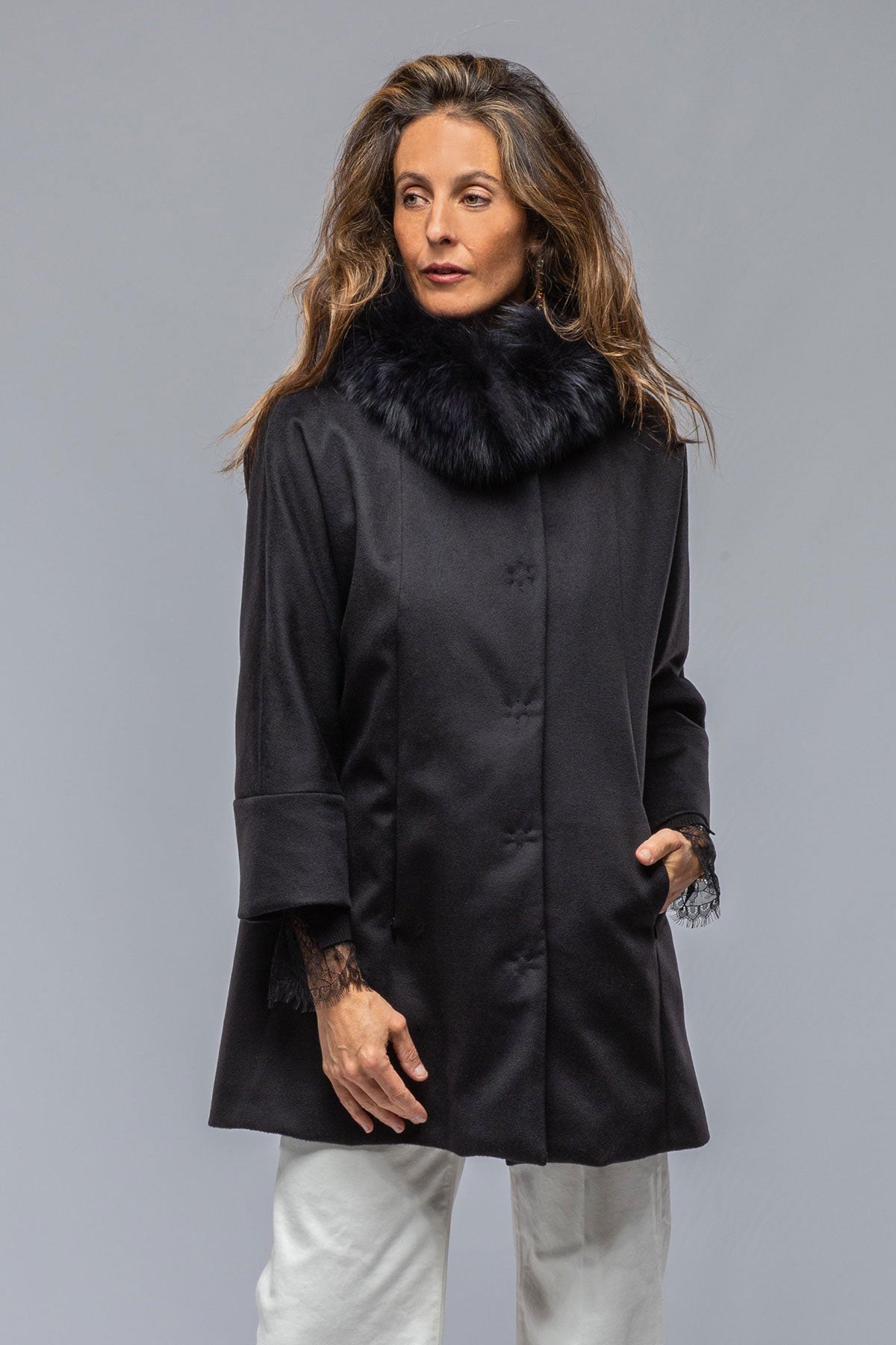 Diane Wool/Cashmere Overcoat In Black