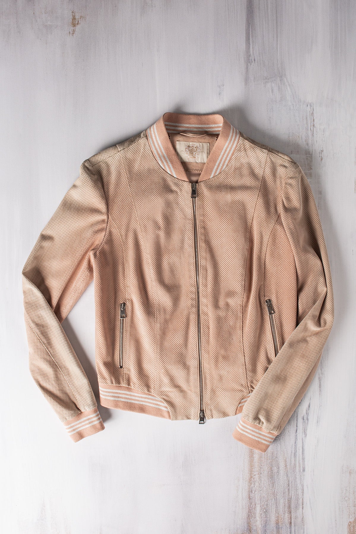 Rania Perforated Baseball Jacket