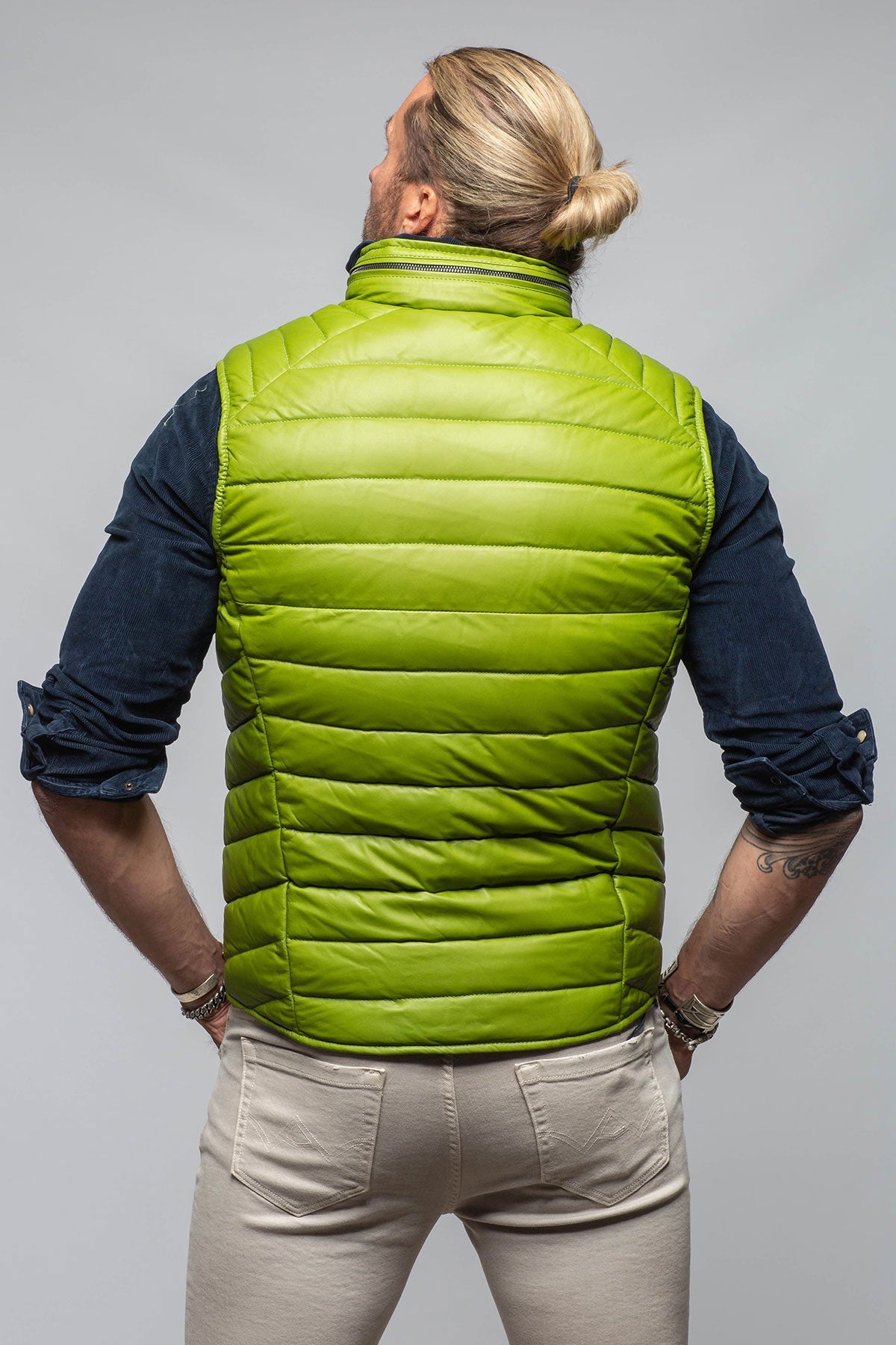 Hamilton Leather Vest In Green