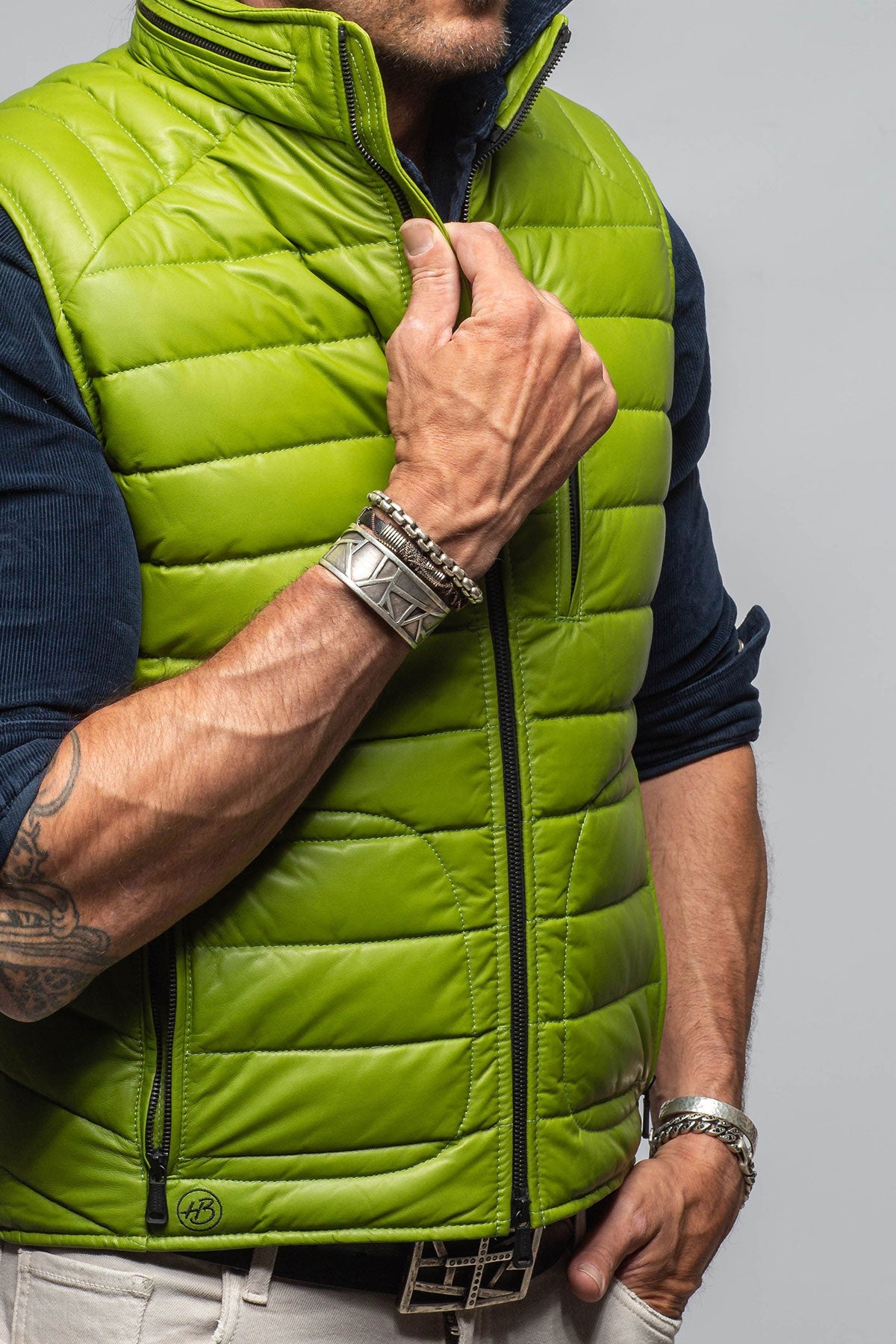 Hamilton Leather Vest In Green