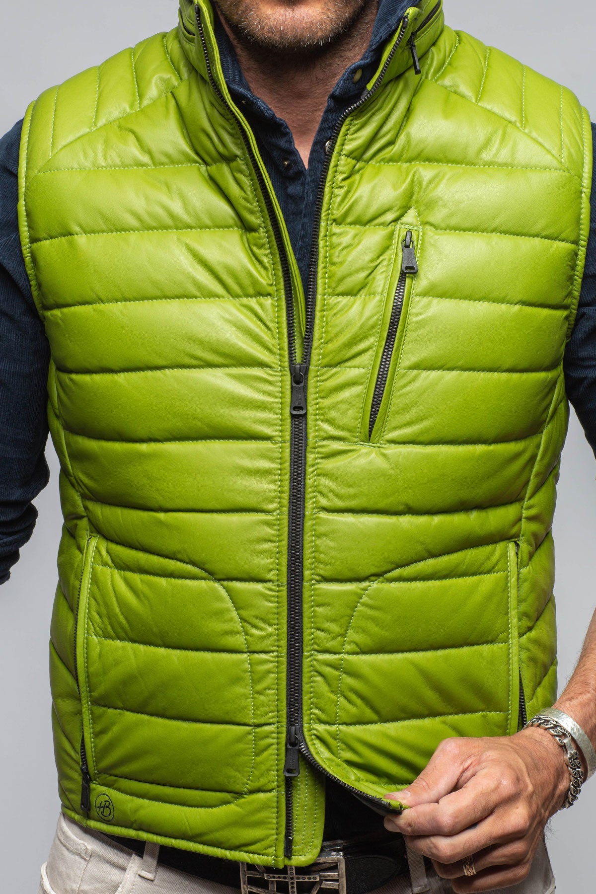 Hamilton Leather Vest In Green