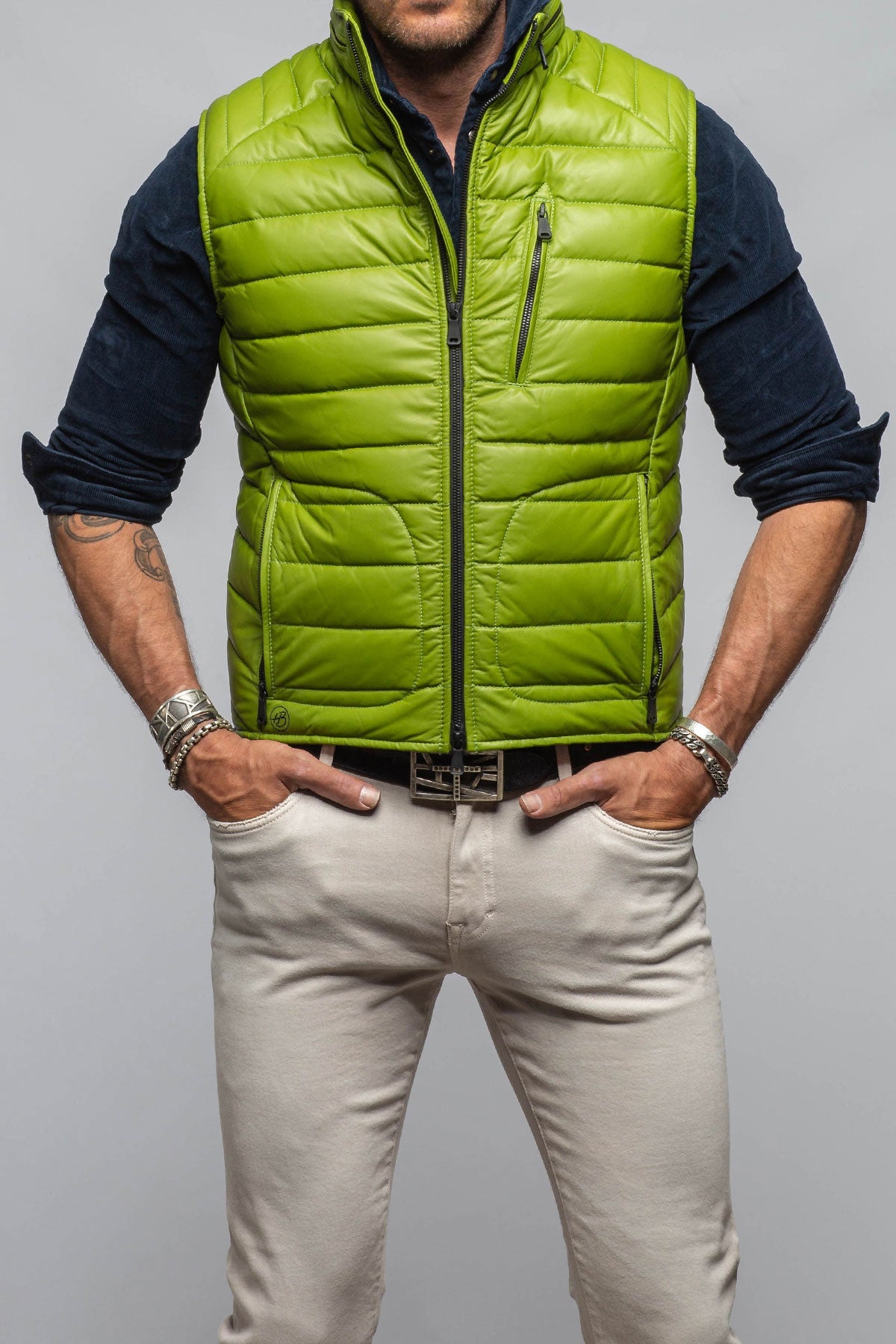 Hamilton Leather Vest In Green