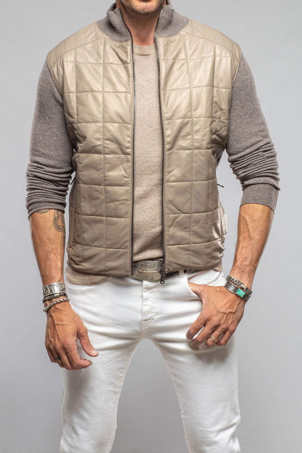 Luge Racer Sweater Jacket In Gold Sand