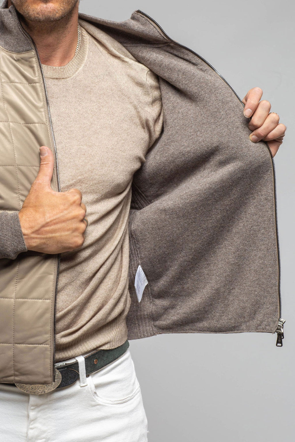 Luge Racer Sweater Jacket In Gold Sand