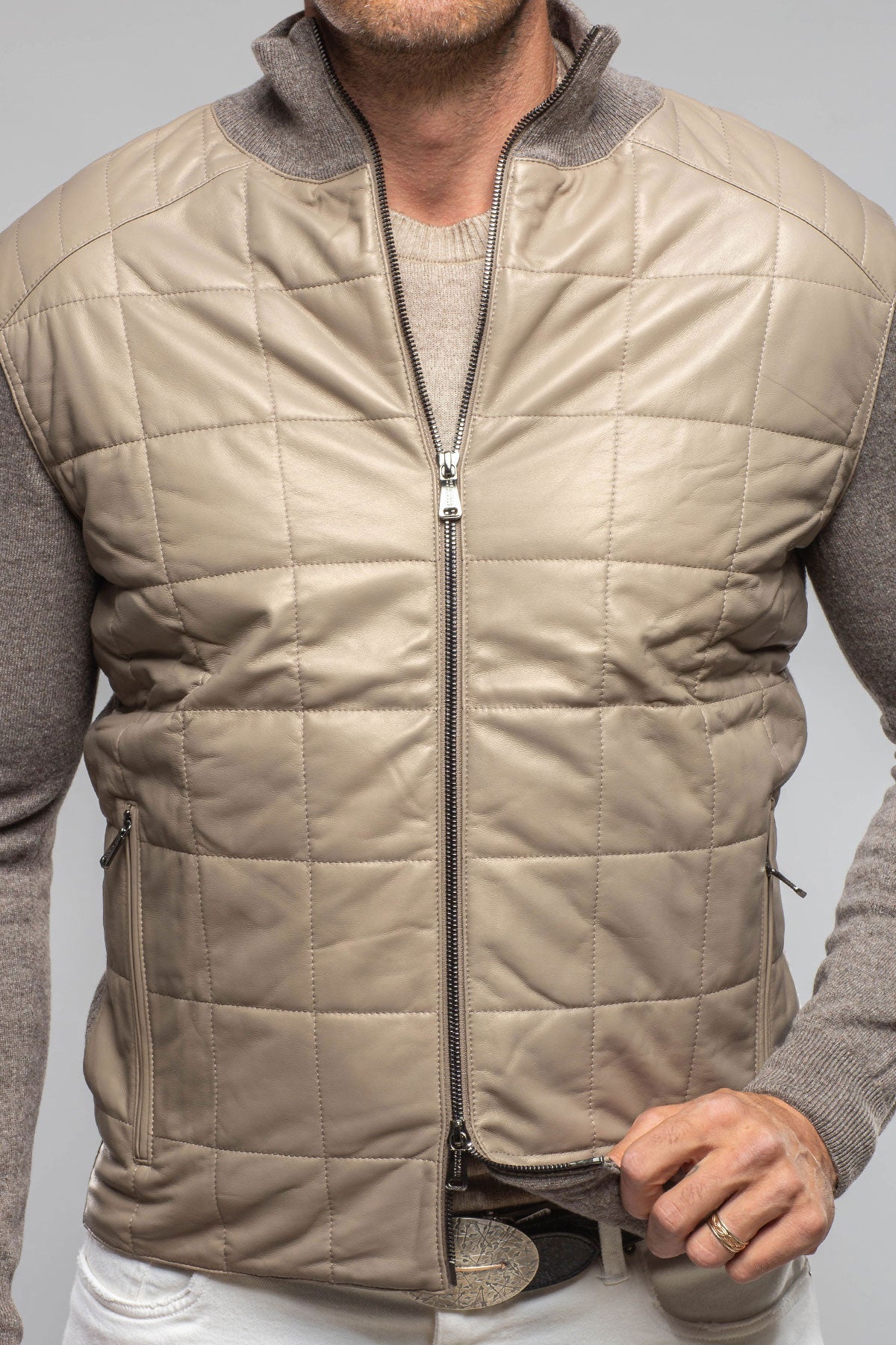 Luge Racer Sweater Jacket In Gold Sand