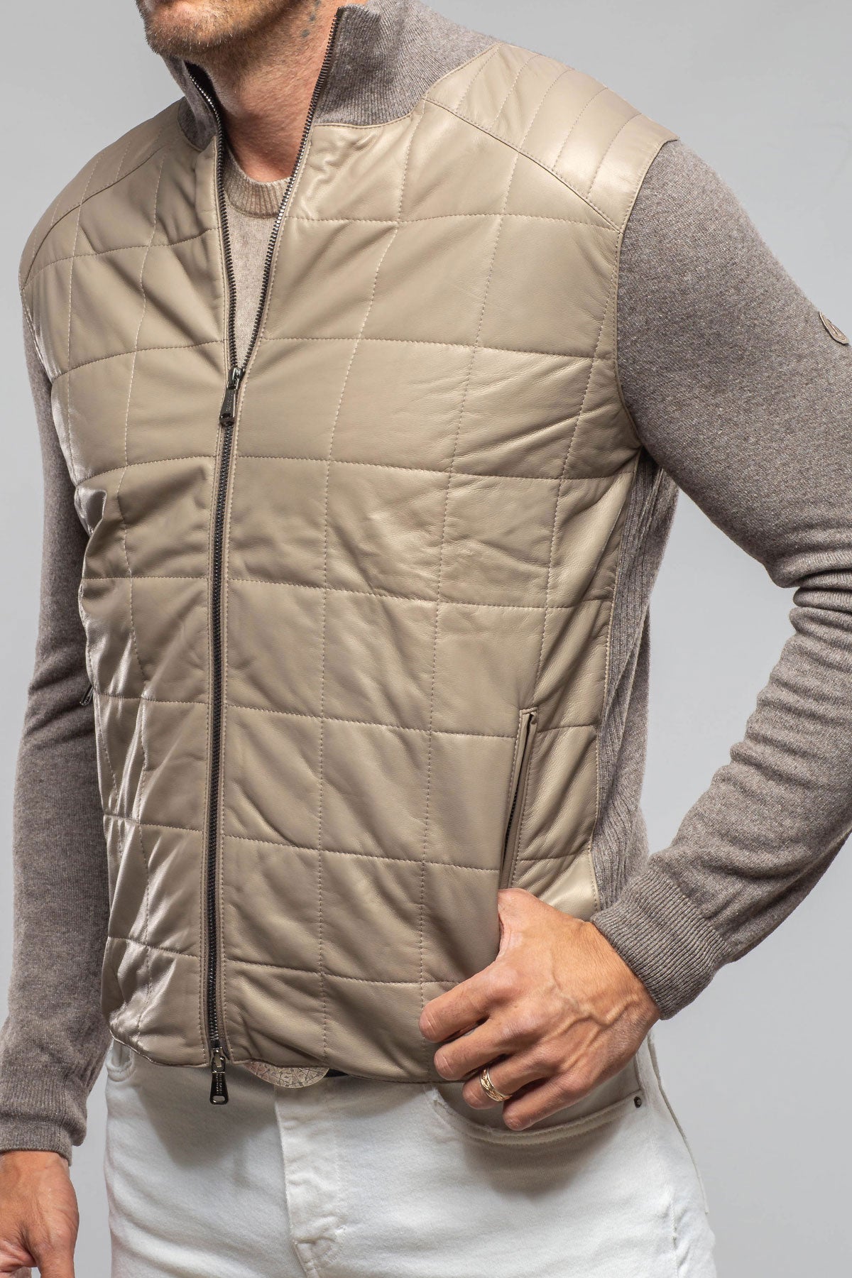 Luge Racer Sweater Jacket In Gold Sand