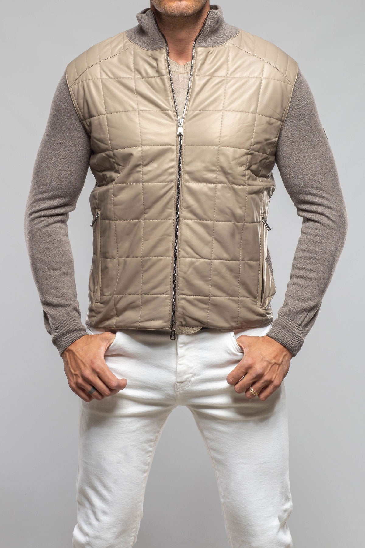 Luge Racer Sweater Jacket In Gold Sand