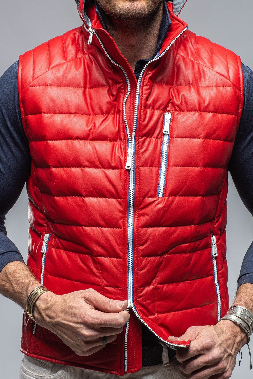 Saxan Leather Vest In Red