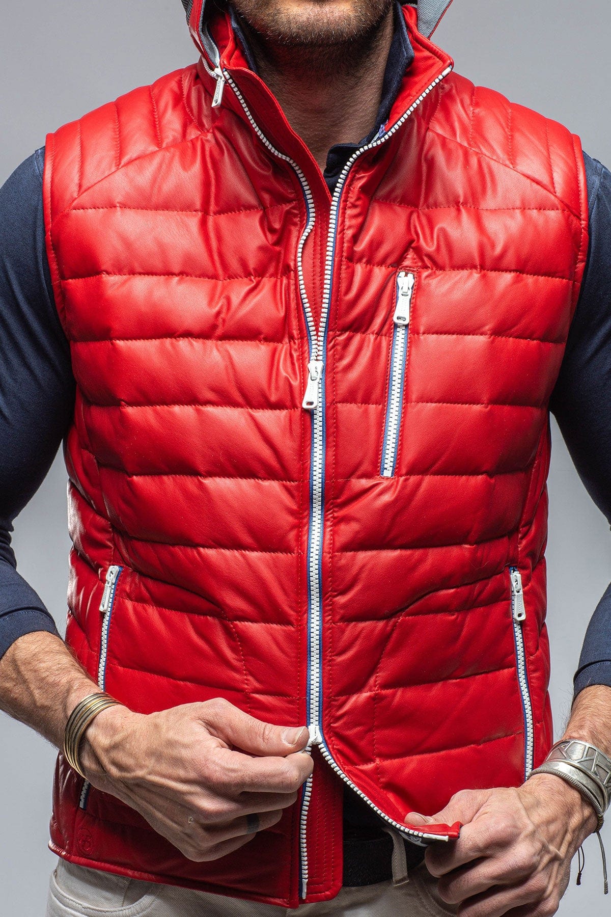 Saxan Leather Vest In Red