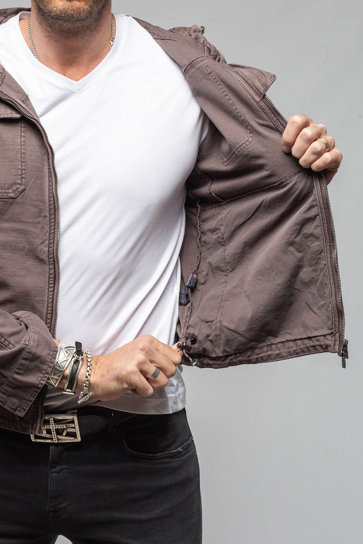 Taiwan Cargo Jacket In Black Bean