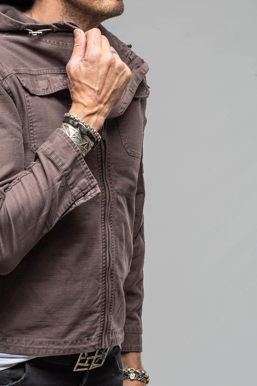 Taiwan Cargo Jacket In Black Bean