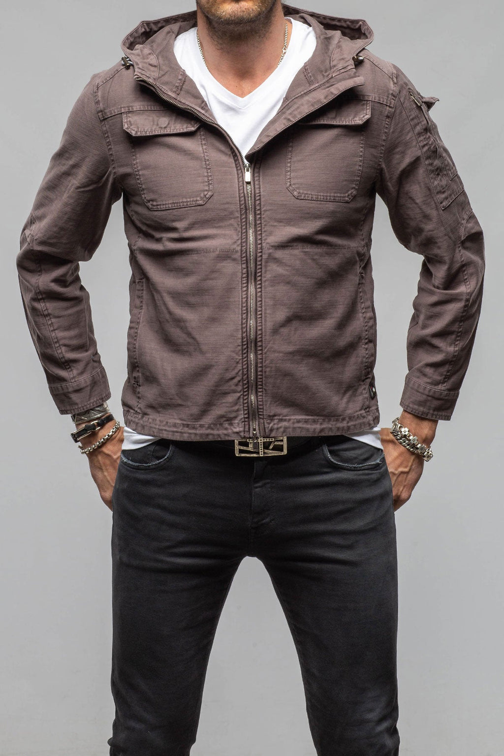 Taiwan Cargo Jacket In Black Bean