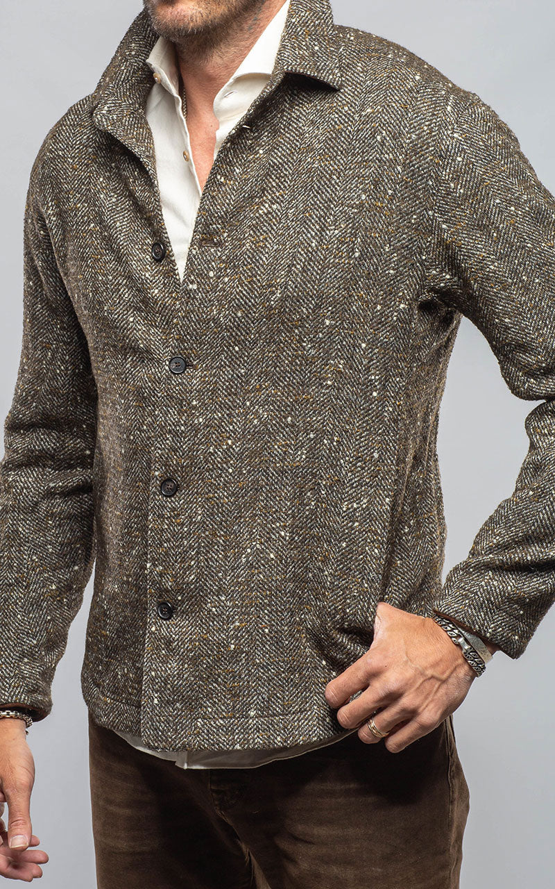 Black Reef Donegal Overshirt In Tweed