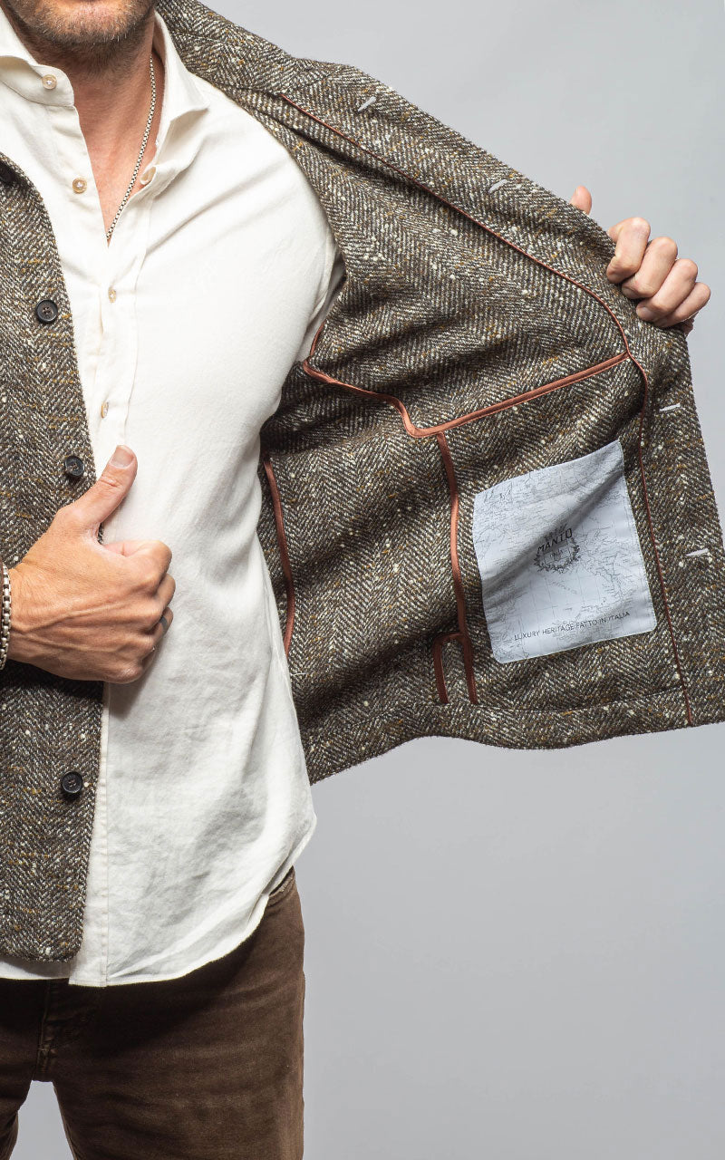 Black Reef Donegal Overshirt In Tweed