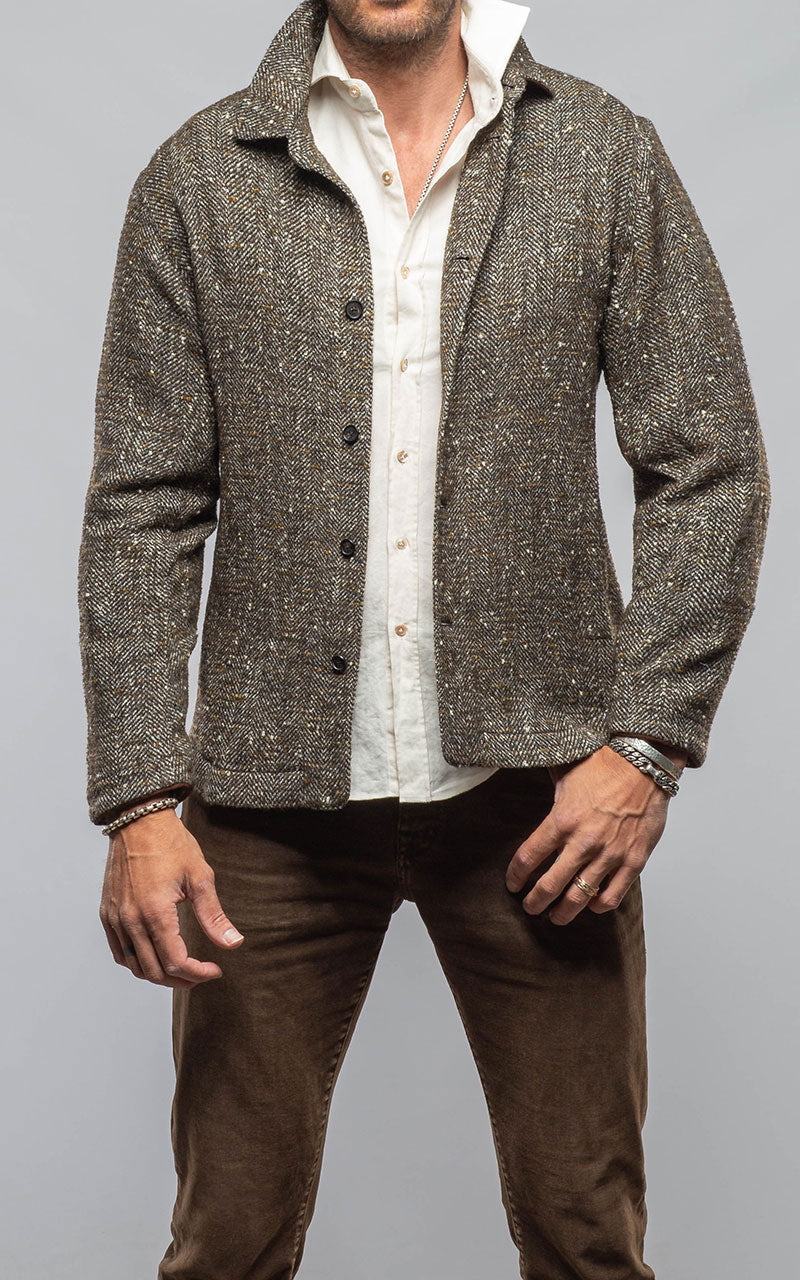 Black Reef Donegal Overshirt In Tweed