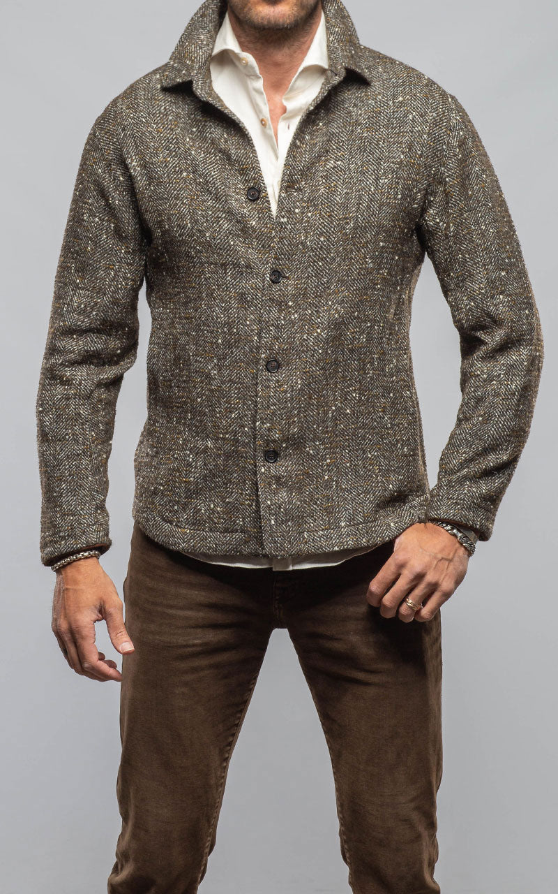 Black Reef Donegal Overshirt In Tweed