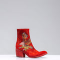 Eagle Embroidered Suede Boot In Rust