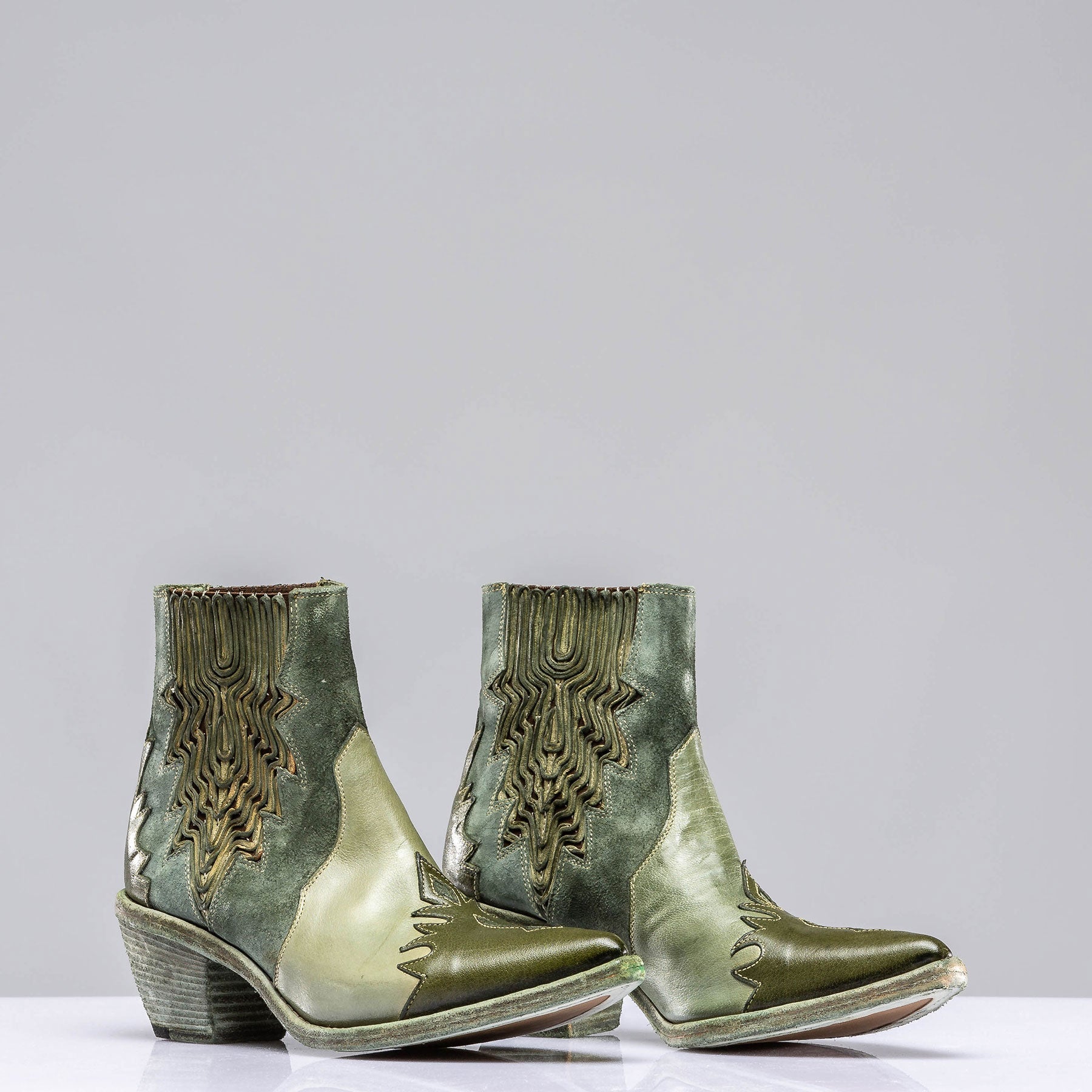 Luz Leather & Suede Boots In Green