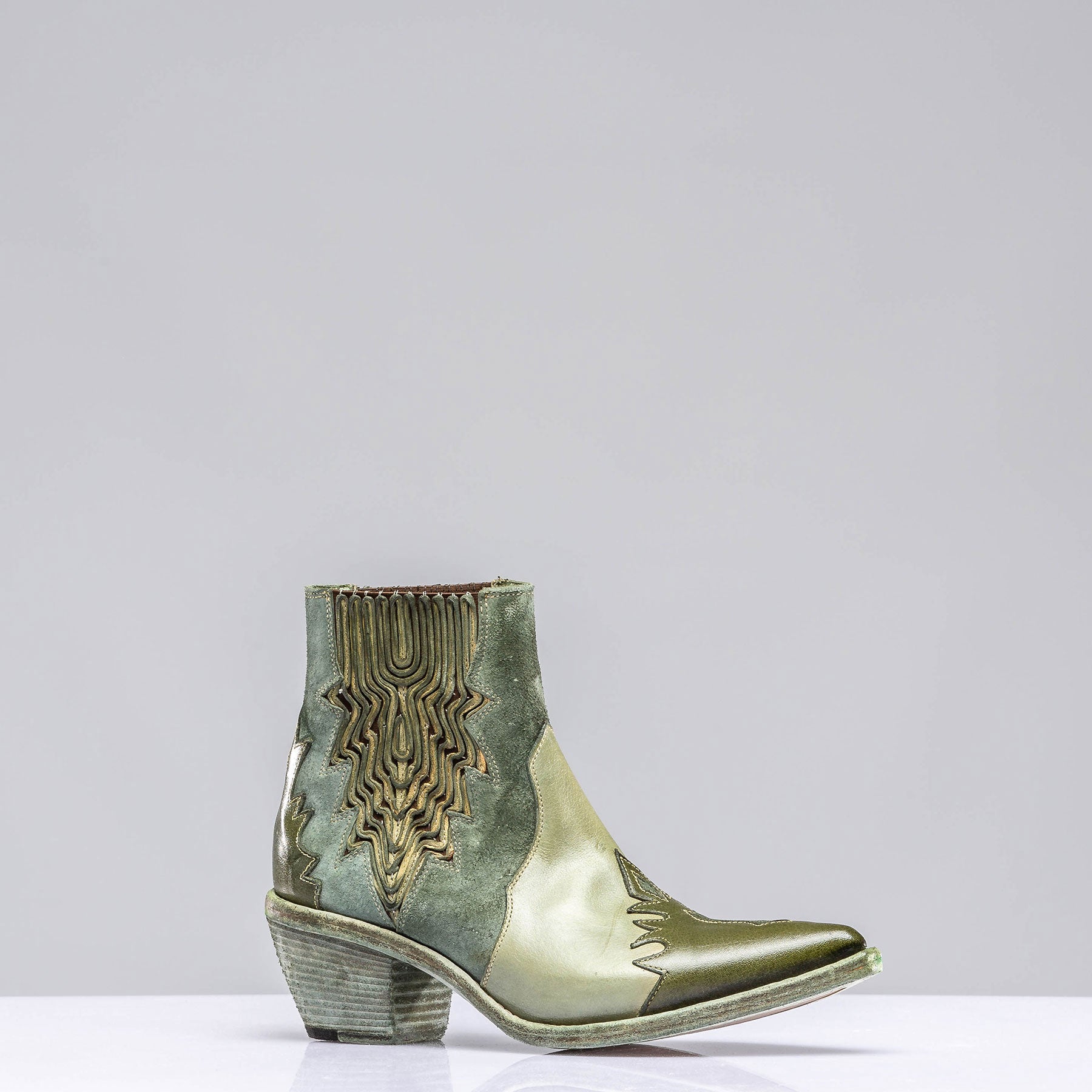 Luz Leather & Suede Boots In Green
