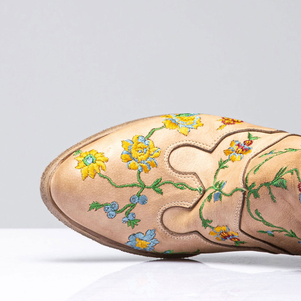 Mallory Embroidered Boot In Off White