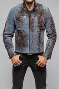 Jean Shearling Moto In Distressed Brown
