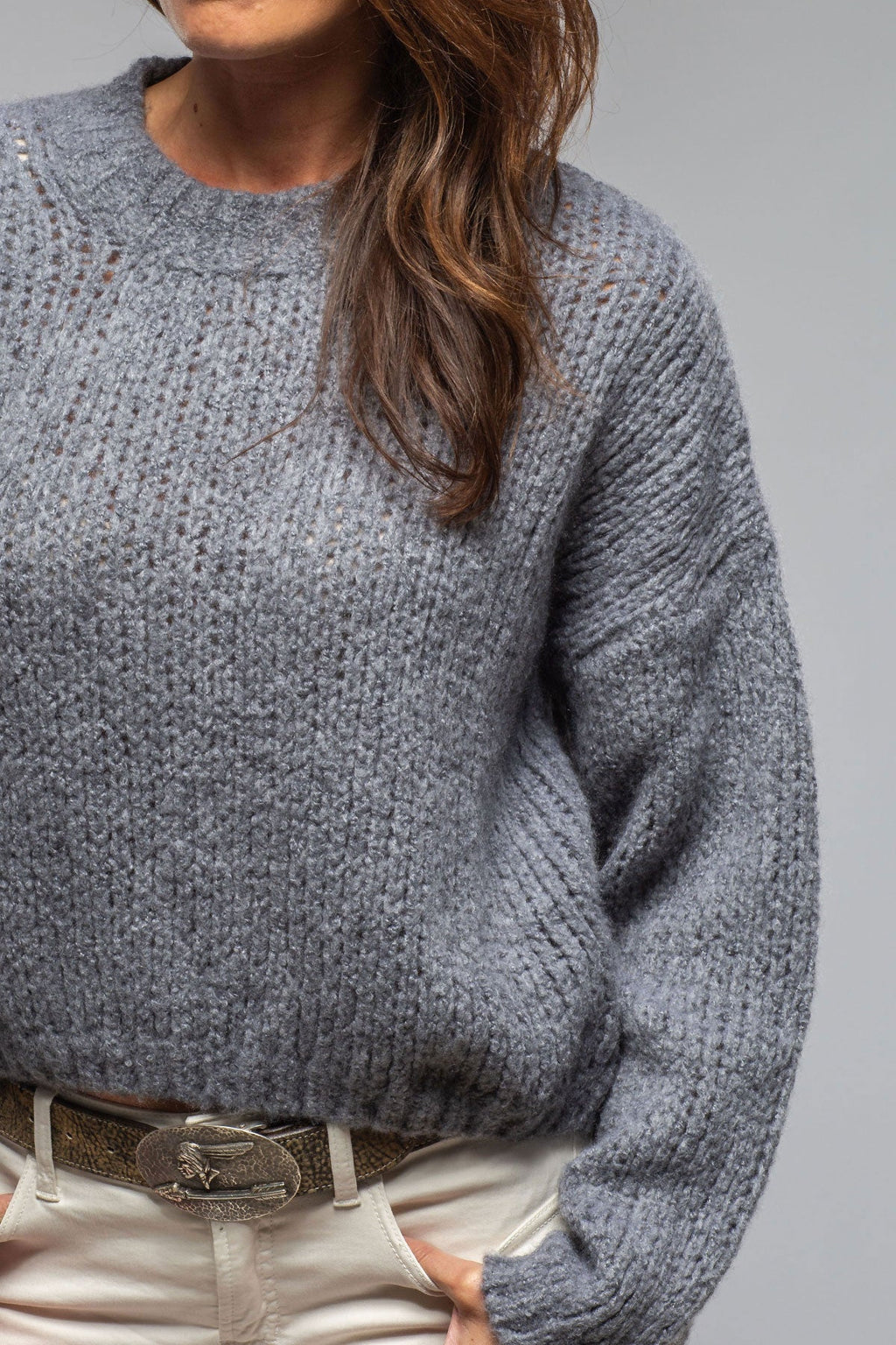 Coquette Cropped Sweater In Grey