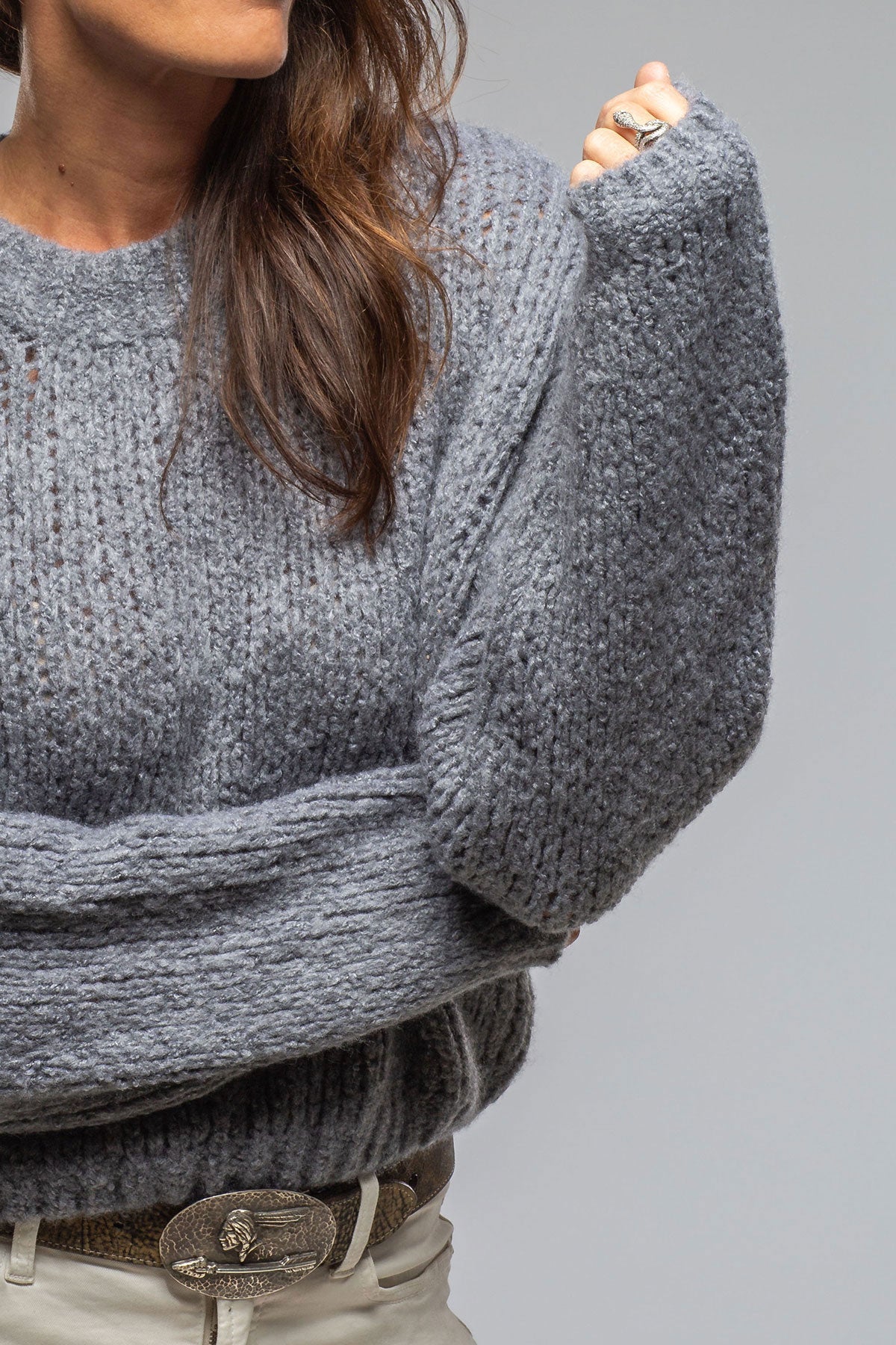Coquette Cropped Sweater In Grey