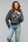 Inez Multi Weave Cropped Sweater In Charcoal
