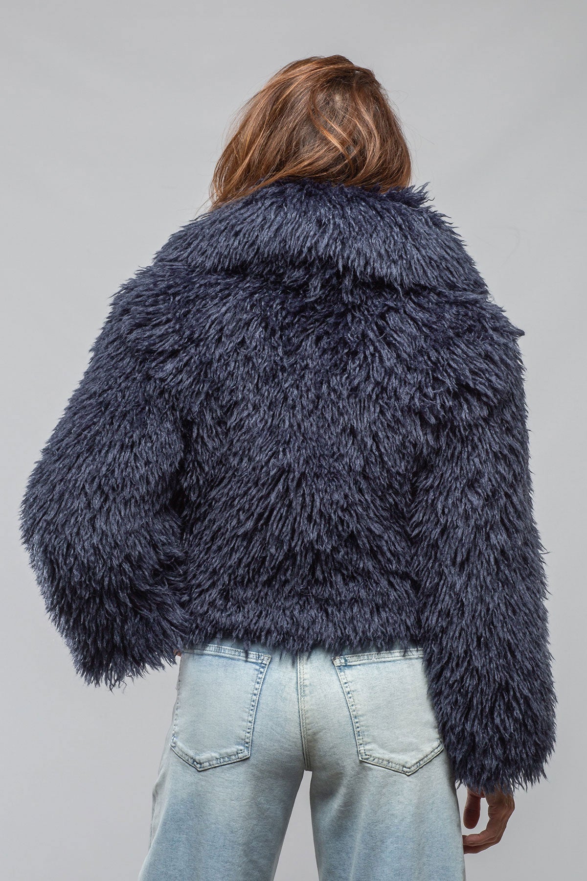 Mongolian Cropped Coat In Eclipse Blue