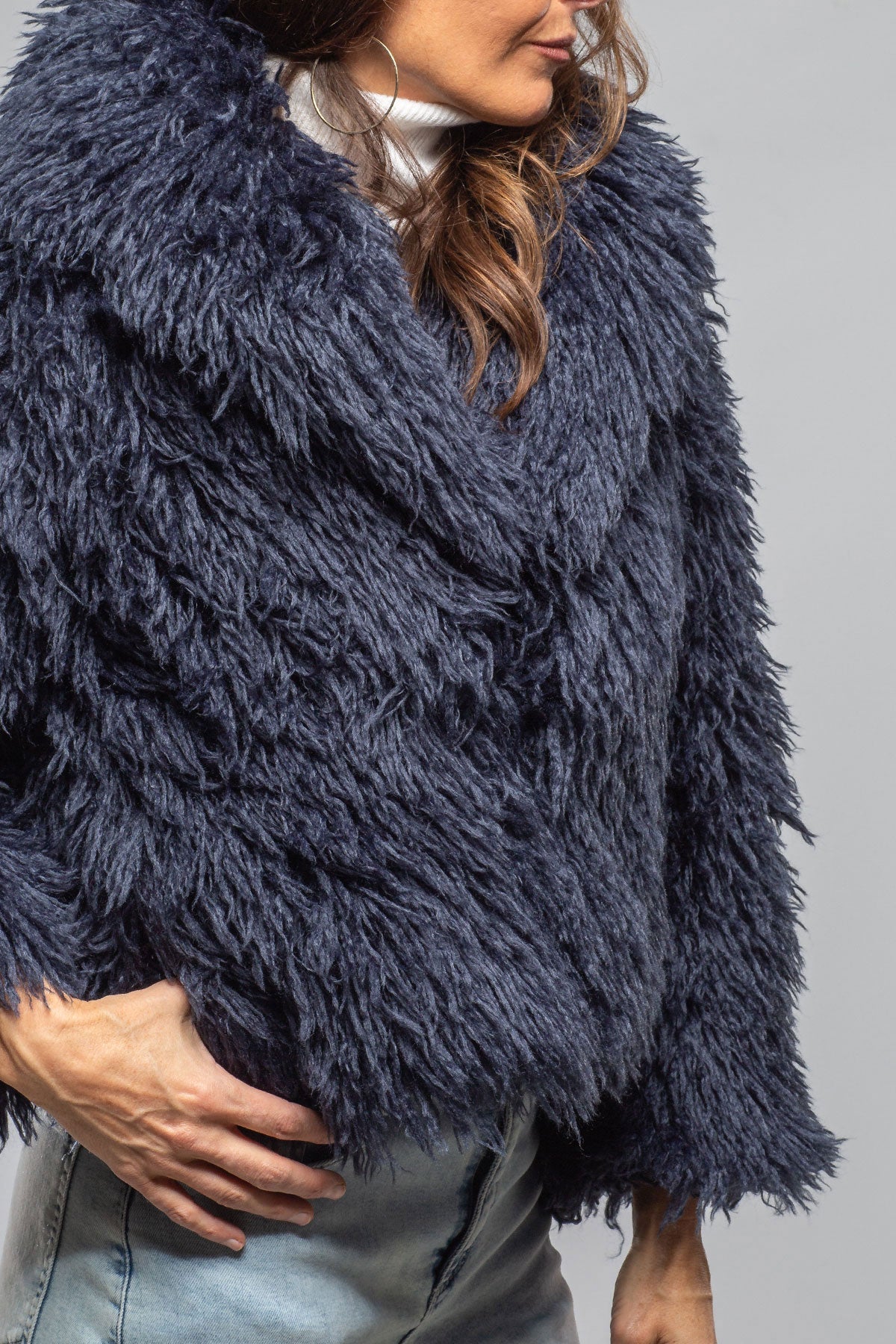 Mongolian Cropped Coat In Eclipse Blue