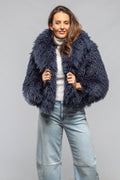 Mongolian Cropped Coat In Eclipse Blue