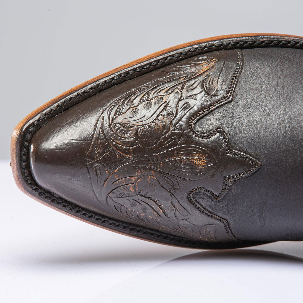 Gunmetal Tall Boot In Cognac Tooling