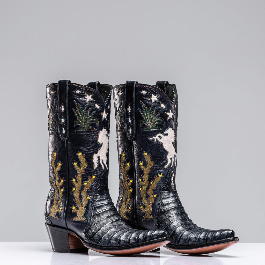 Inlaid Western Boot In Navy