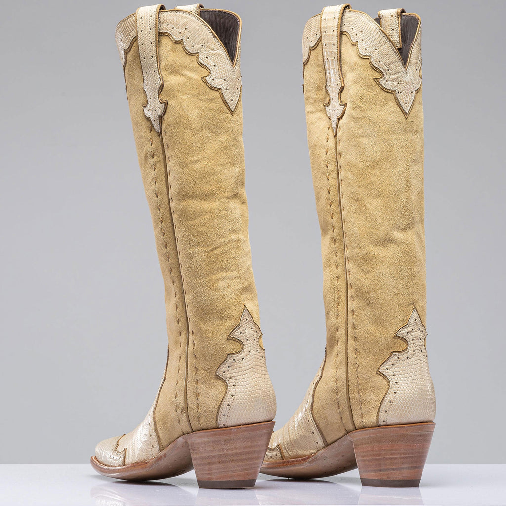 Palomino Tall Boot In Lizard and Suede