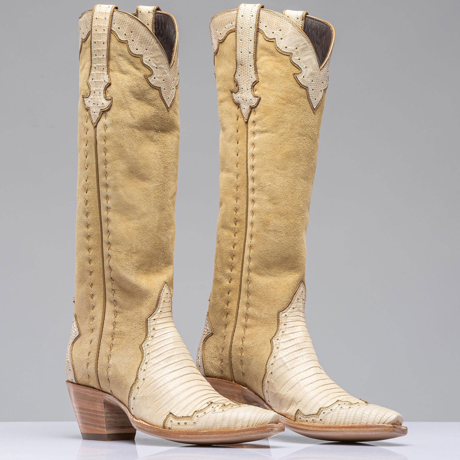 Palomino Tall Boot In Lizard and Suede