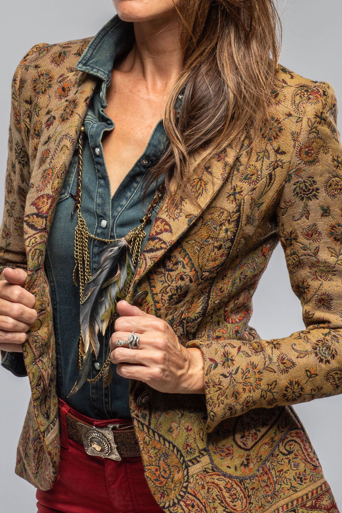 Sullavan Jacket In Green Paisley Jacquard