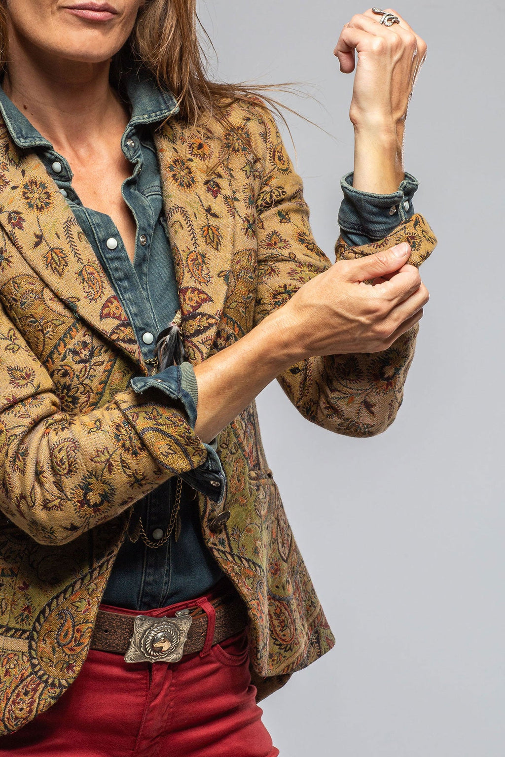 Sullavan Jacket In Green Paisley Jacquard