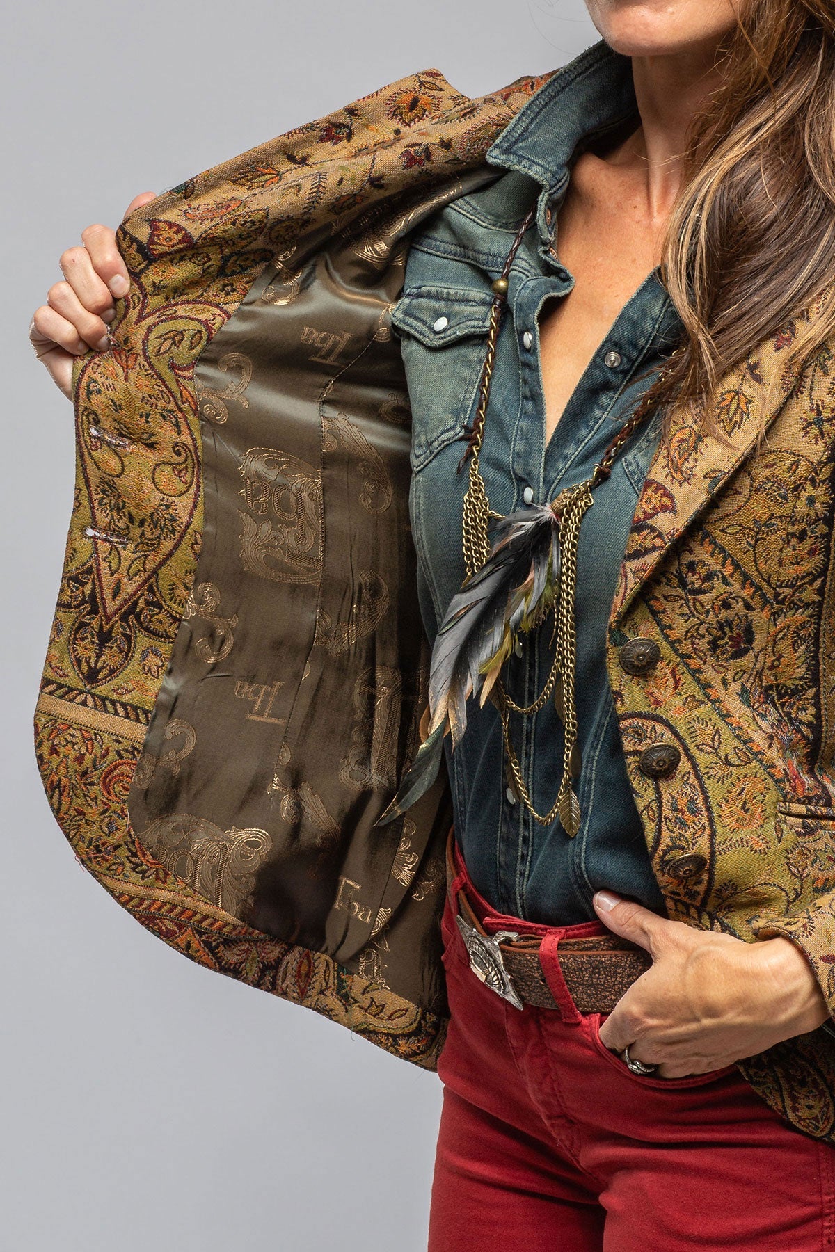 Sullavan Jacket In Green Paisley Jacquard