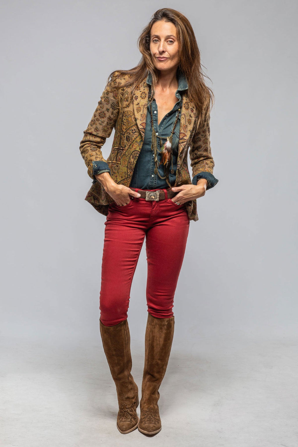 Sullavan Jacket In Green Paisley Jacquard